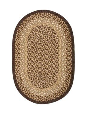 Chocolate and Natural Oval Braided Rug 20 x 30